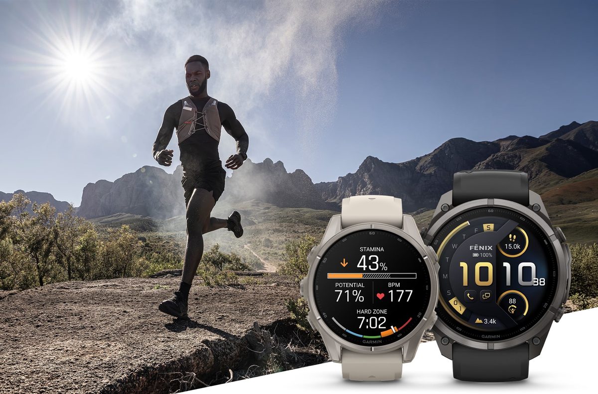 Показники стаміни на екрані Garmin fēnix 9 під час бігу в горах